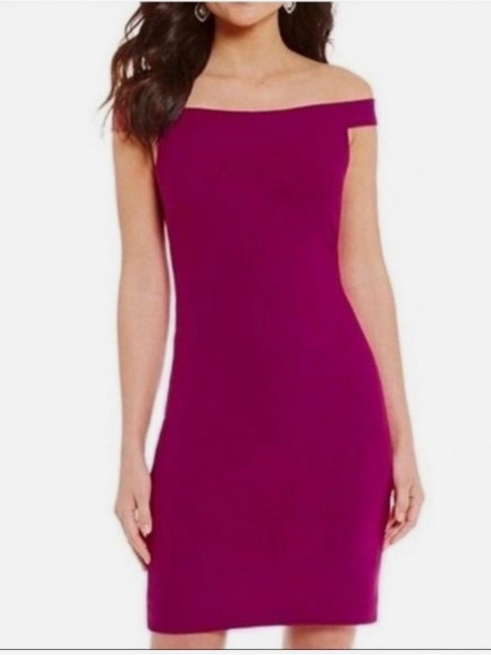 Belle Badgely Mischka One-Shoulder Sheath Dress in Fuchsia